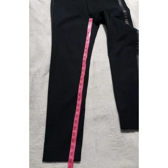 Banana Republic Sloan Fit Pants Women's 6 Black Faux Leather Stripe Down‎ Leg - Picture 11 of 13